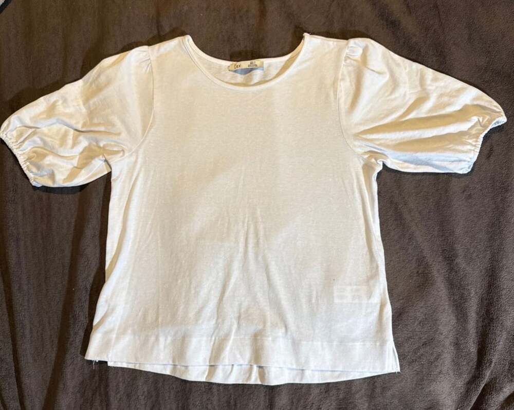 Dex Blouse Size S White Puff Short Sleeve Top